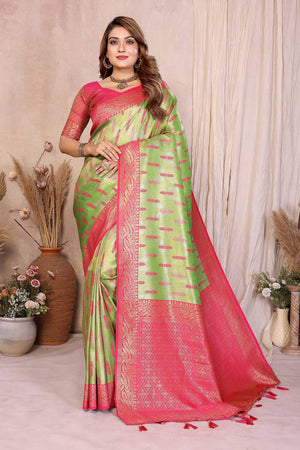 Green Woven Banarasi Silk Saree