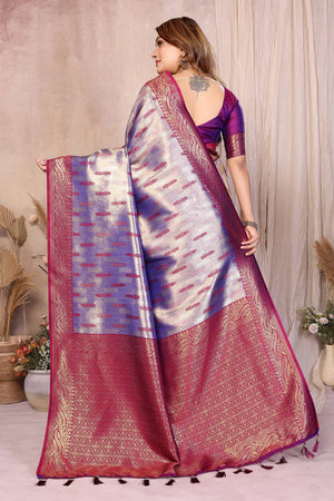 Lavender Woven Banarasi Silk Saree