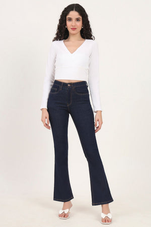 White Solid Knited Tops & Tunics