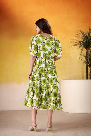 Mehendi Floral Printed  Dresses