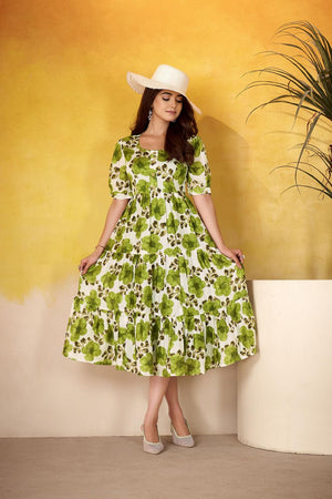 Mehendi Floral Printed  Dresses