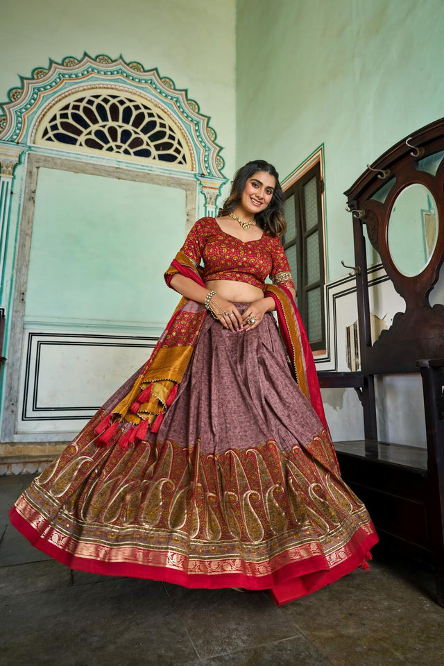 Pink Micro Cotton Silk Lehenga