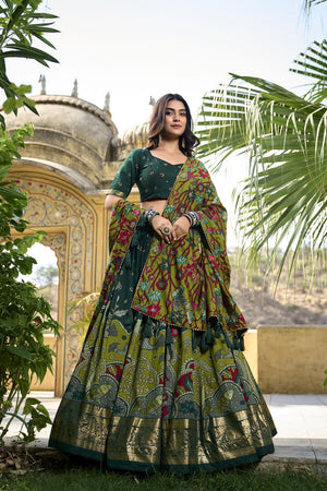 Green Micro Cotton Silk Lehenga