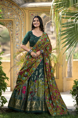 Green Micro Cotton Silk Lehenga