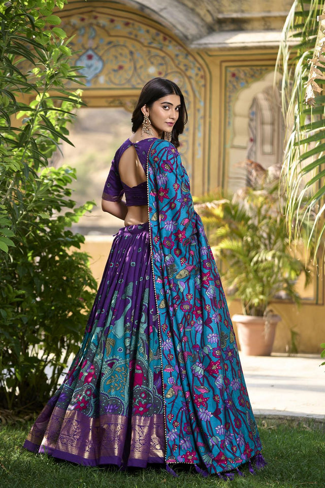 Purple Micro Cotton Silk Lehenga