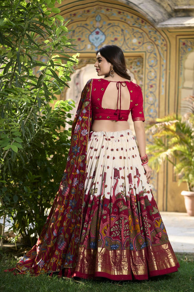 White Micro Cotton Silk Lehenga