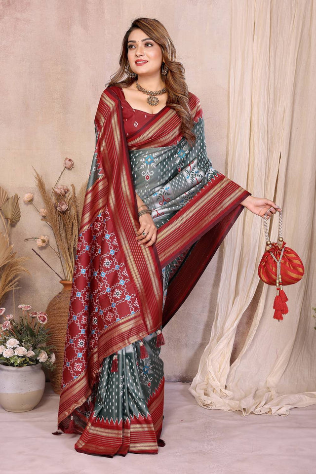 Grey Woven Saree
