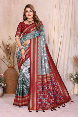 Grey Woven Saree