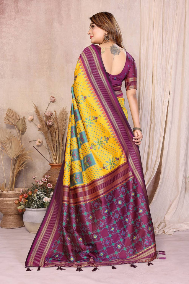 Yellow Woven Saree