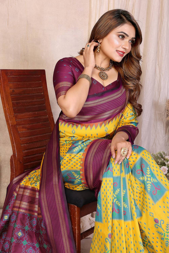 Yellow Woven Saree