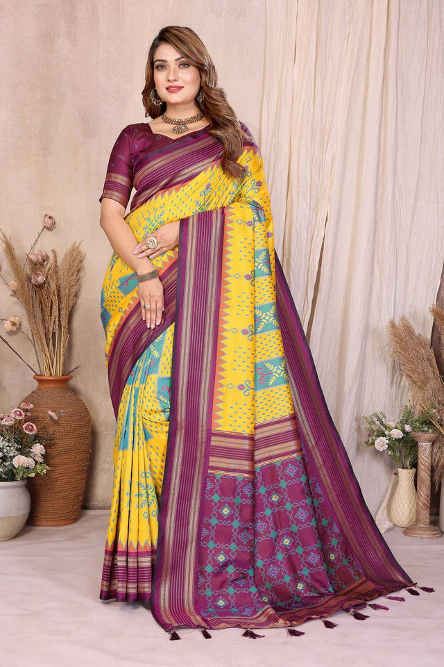 Yellow Woven Saree