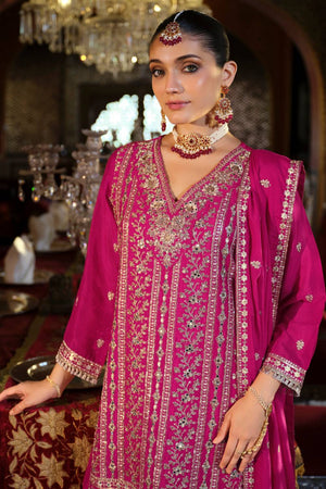 Pink Sequin with Embroidered Chinon Palazzo Suits