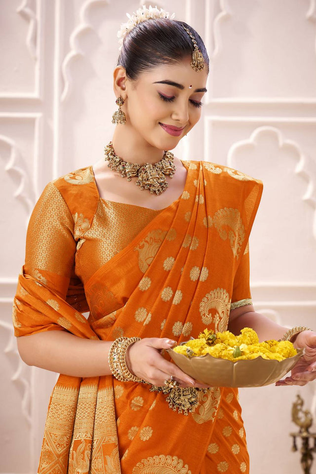 Orange Woven Saree