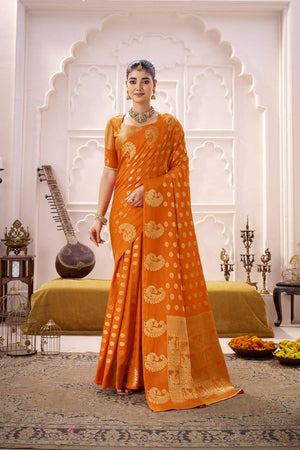 Orange Woven Saree
