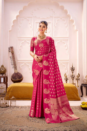 Pink Woven Saree