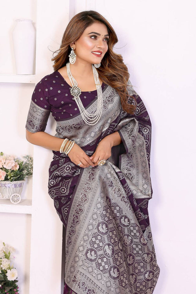 Violet Woven Saree