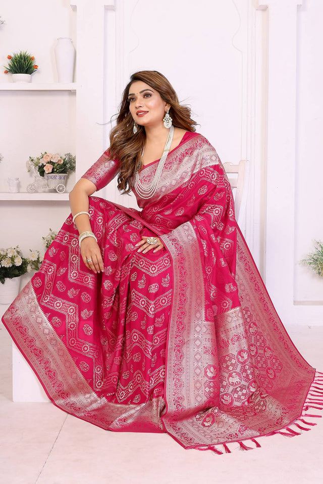 Pink Woven Saree
