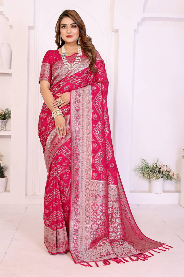 Pink Woven Saree