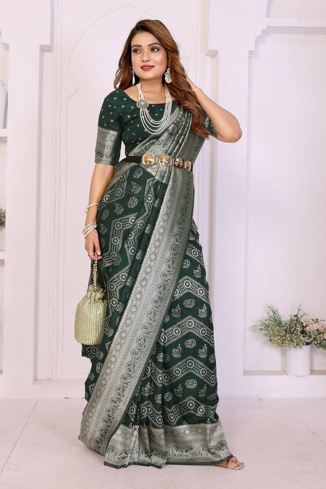 Green Woven Saree