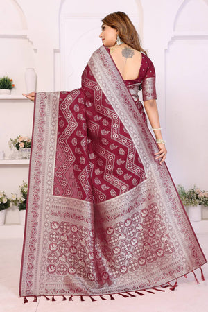 Maroon Woven Saree
