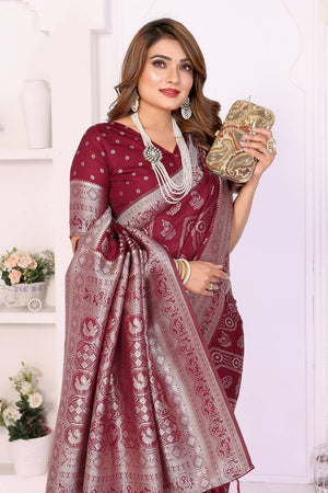 Maroon Woven Saree