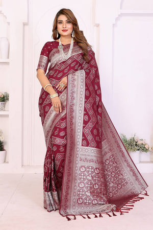 Maroon Woven Saree