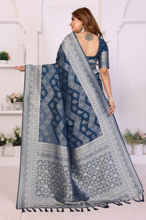 Blue Woven Saree