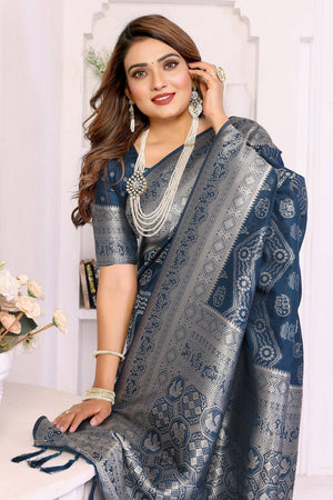 Blue Woven Saree