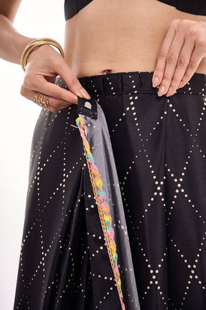 Black Printed Chinon Ready to Wear Saree