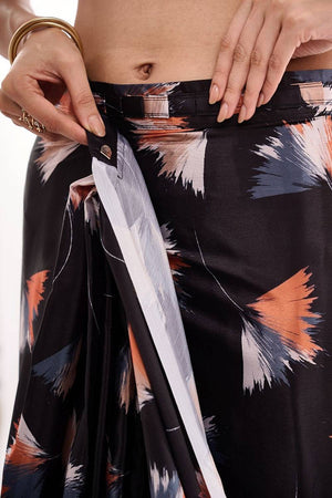 Black Printed Chinon Ready to Wear Saree