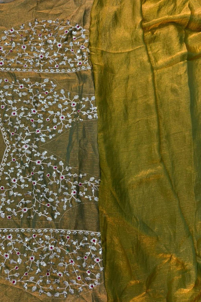 Mustard Sequin with Embroidered Saree