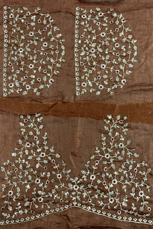 Brown Sequin with Embroidered Saree