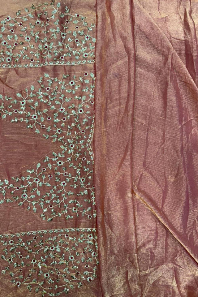 Peach Sequin with Embroidered Saree