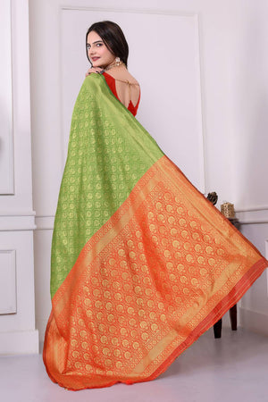 Green Woven Art Silk Saree