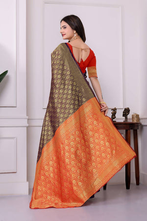 Violet Woven Art Silk Saree