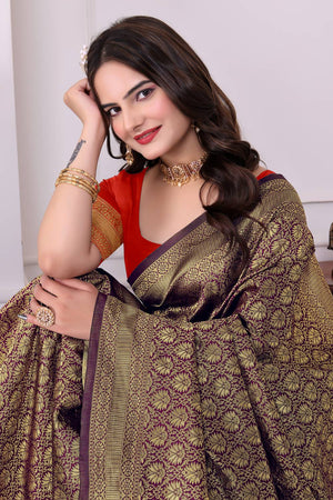 Violet Woven Art Silk Saree