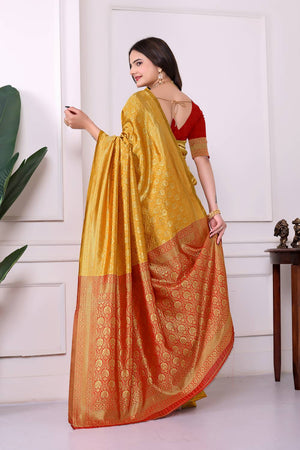 Yellow Woven Art Silk Saree