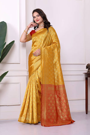 Yellow Woven Art Silk Saree
