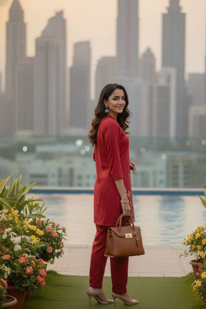 Pink Floral Embroidered Cotton Co-Ord Set