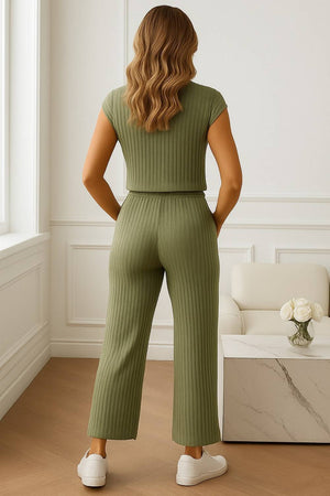 Green Woven Lycra Co-Ord Set