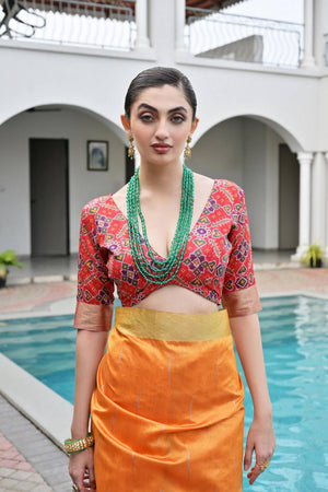 Orange Woven Silk Saree