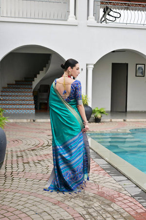 Blue Woven Silk Saree
