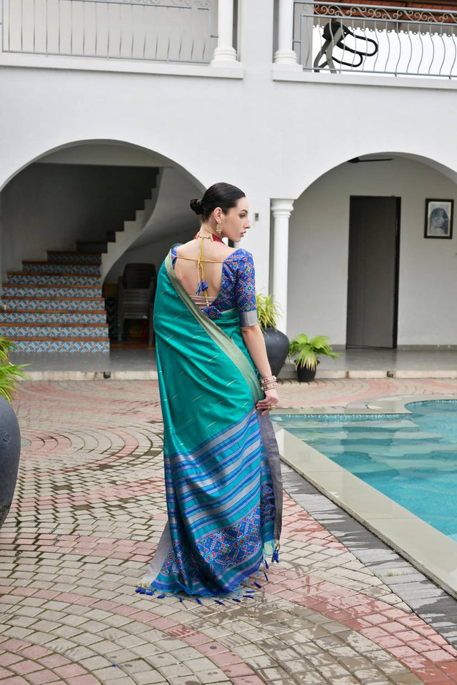 Blue Woven Silk Saree