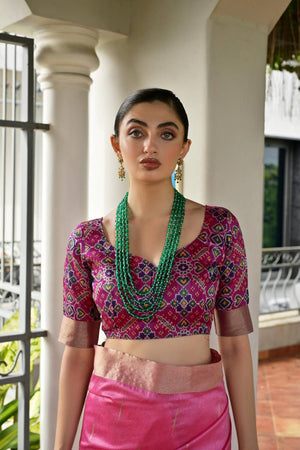 Pink Woven Silk Saree