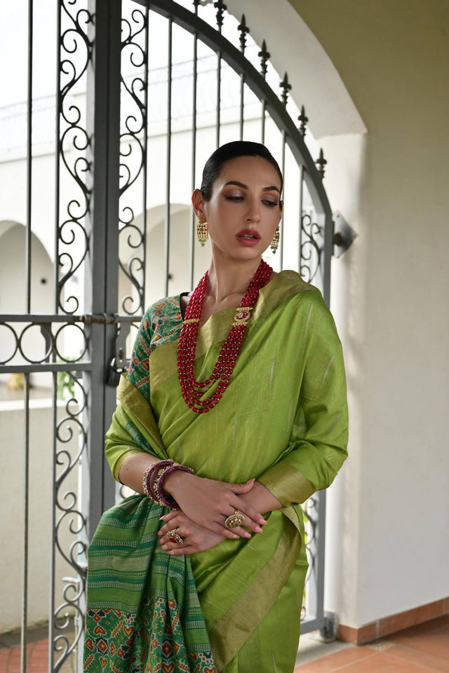 Green Woven Silk Saree