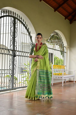 Green Woven Silk Saree