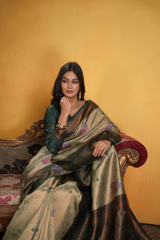 Green Woven Art Silk Saree