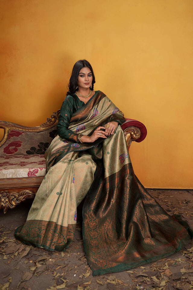 Green Woven Art Silk Saree