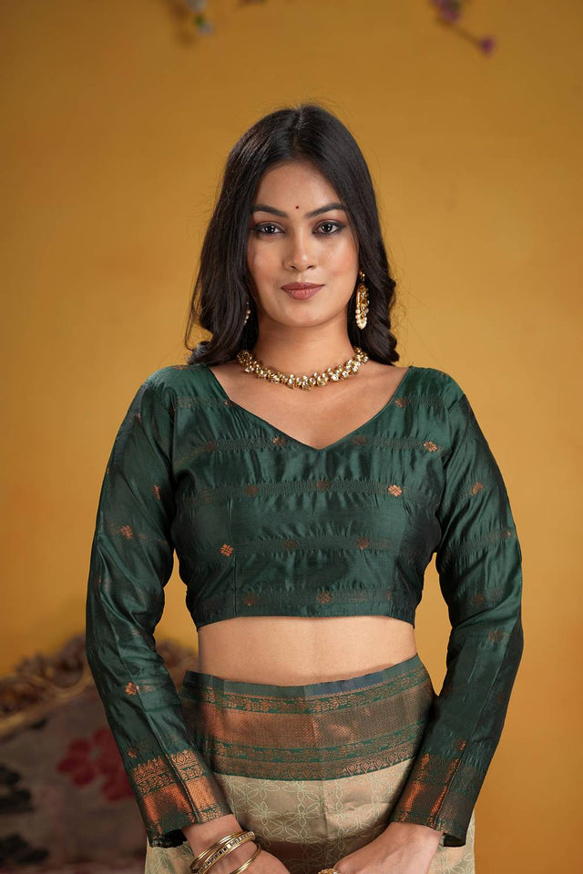 Green Woven Art Silk Saree