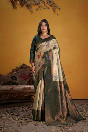 Green Woven Art Silk Saree